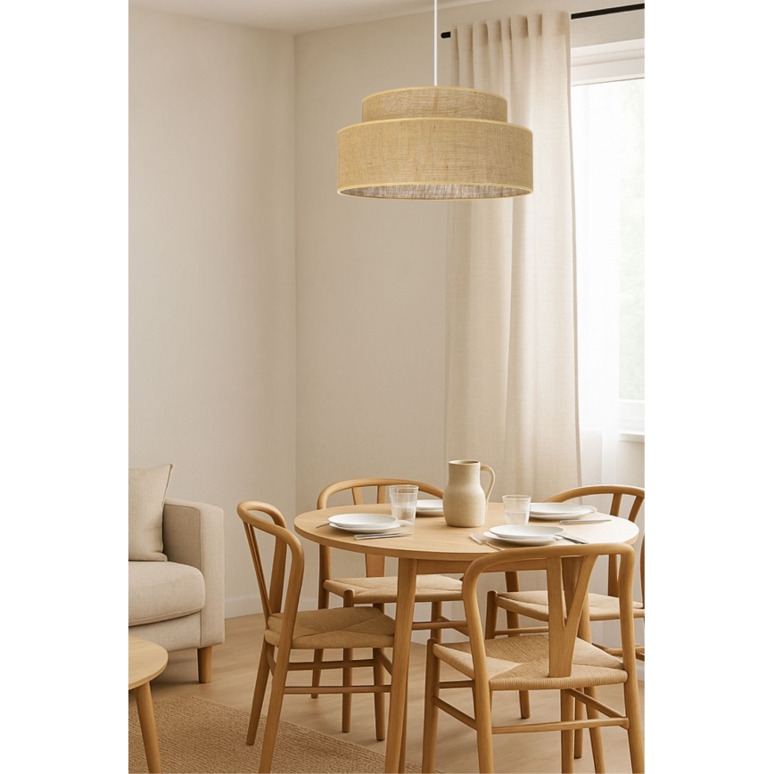 Lámpara colgante BOHO 1xE27/60W/230V diá. 40 cm beige