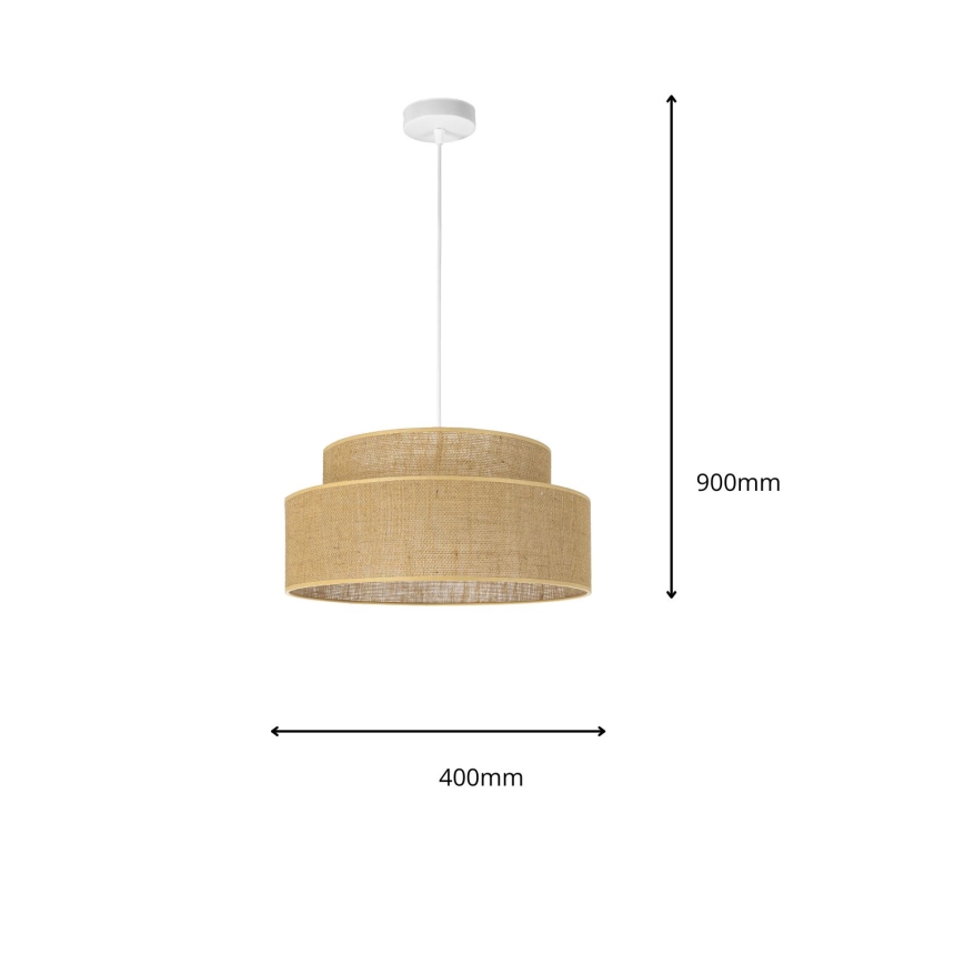 Lámpara colgante BOHO 1xE27/60W/230V diá. 40 cm beige