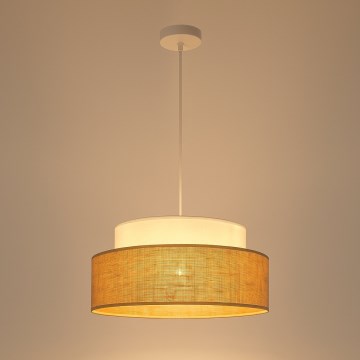 Lámpara colgante BOHO 1xE27/60W/230V diá. 40 cm blanco/beige