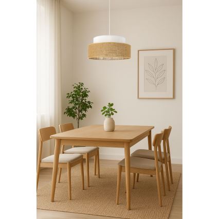 Lámpara colgante BOHO 1xE27/60W/230V diá. 40 cm blanco/beige