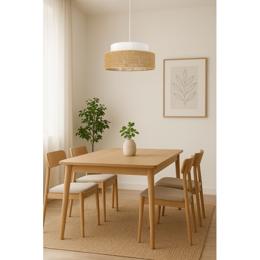 Lámpara colgante BOHO 1xE27/60W/230V diá. 40 cm blanco/beige