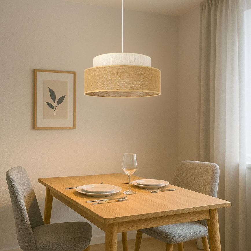 Lámpara colgante BOHO 1xE27/60W/230V diá. 40 cm color crema/beige