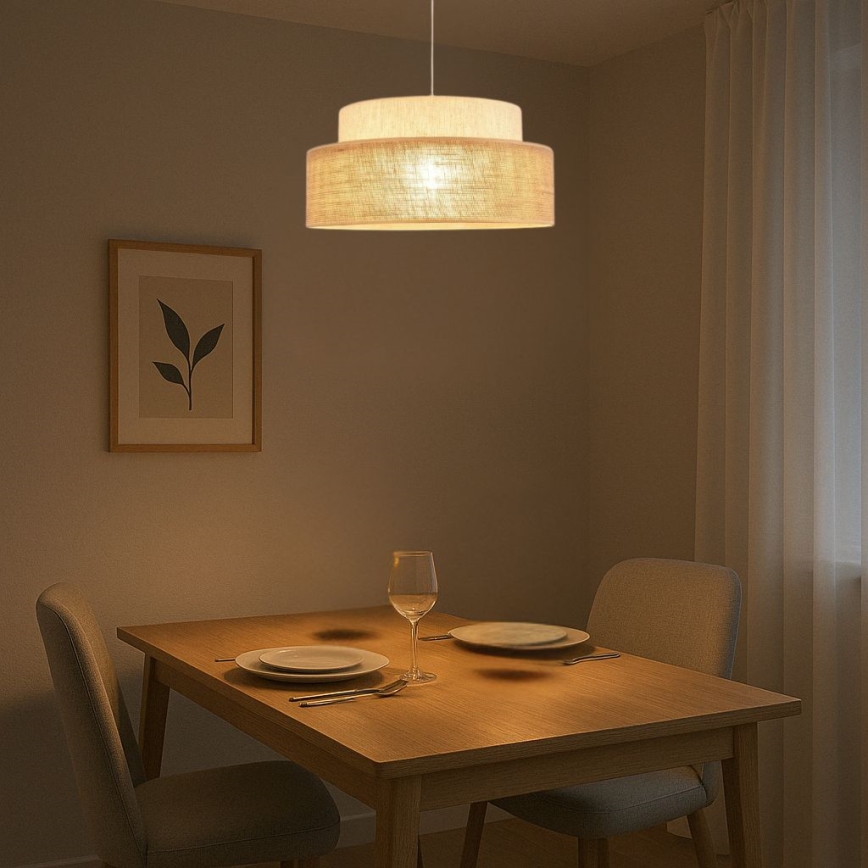 Lámpara colgante BOHO 1xE27/60W/230V diá. 40 cm color crema/beige