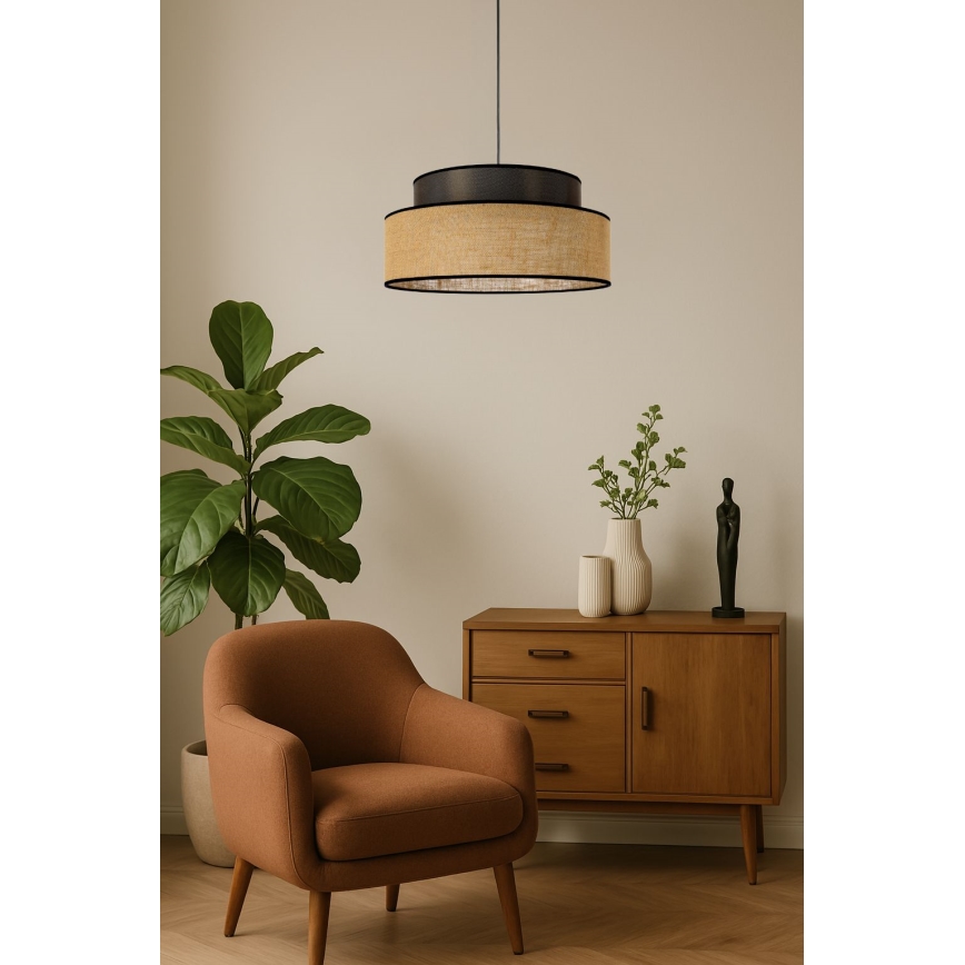 Lámpara colgante BOHO 1xE27/60W/230V diá. 40 cm marrón/beige