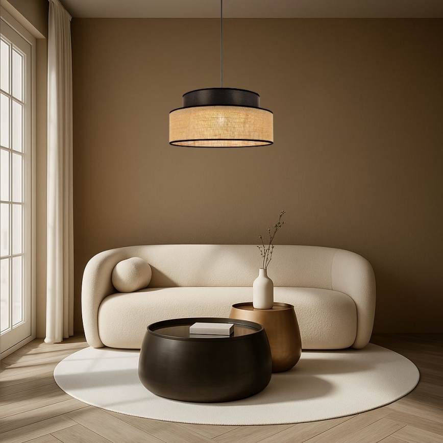 Lámpara colgante BOHO 1xE27/60W/230V diá. 40 cm marrón/beige
