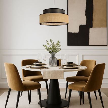 Lámpara colgante BOHO 1xE27/60W/230V diá. 40 cm marrón/beige