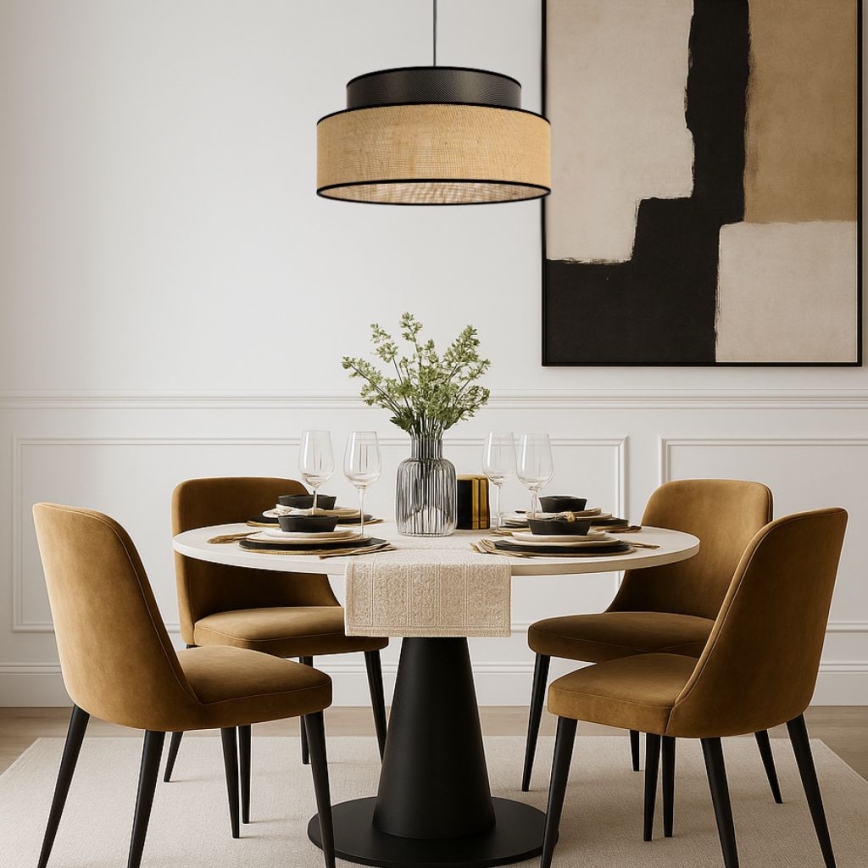 Lámpara colgante BOHO 1xE27/60W/230V diá. 40 cm marrón/beige