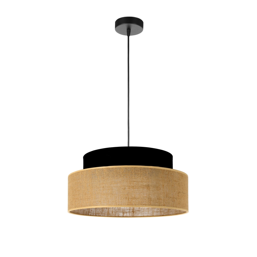 Lámpara colgante BOHO 1xE27/60W/230V diá. 40 cm negro/beige
