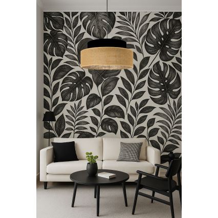 Lámpara colgante BOHO 1xE27/60W/230V diá. 40 cm negro/beige