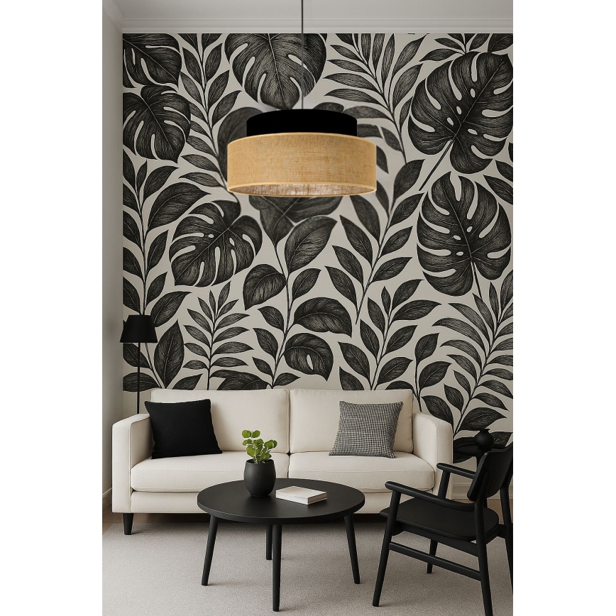 Lámpara colgante BOHO 1xE27/60W/230V diá. 40 cm negro/beige