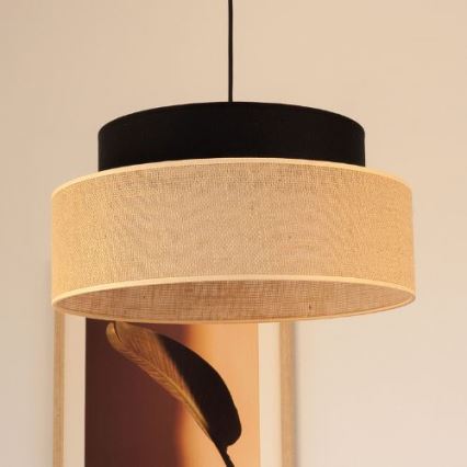 Lámpara colgante BOHO 1xE27/60W/230V diá. 40 cm negro/beige