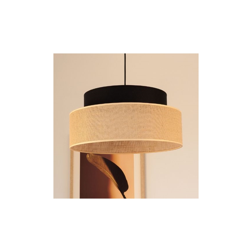 Lámpara colgante BOHO 1xE27/60W/230V diá. 40 cm negro/beige
