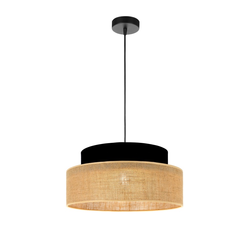 Lámpara colgante BOHO 1xE27/60W/230V diá. 40 cm negro/beige