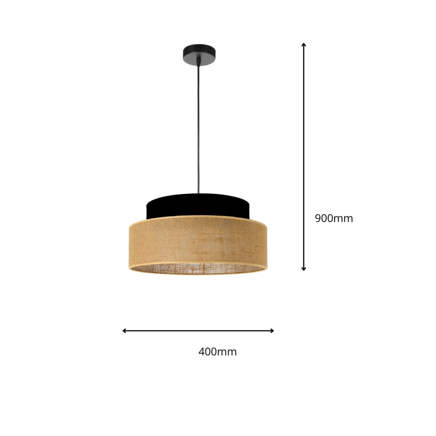 Lámpara colgante BOHO 1xE27/60W/230V diá. 40 cm negro/beige