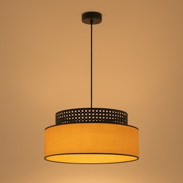 Lámpara colgante BOHO 1xE27/60W/230V diá. 40 cm negro/ratán