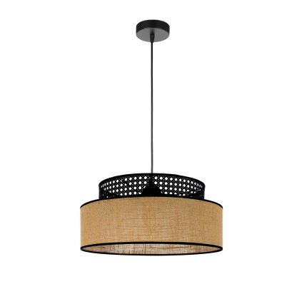 Lámpara colgante BOHO 1xE27/60W/230V diá. 40 cm negro/ratán