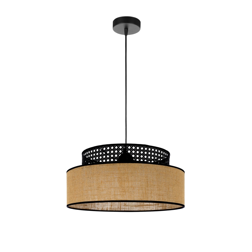 Lámpara colgante BOHO 1xE27/60W/230V diá. 40 cm negro/ratán