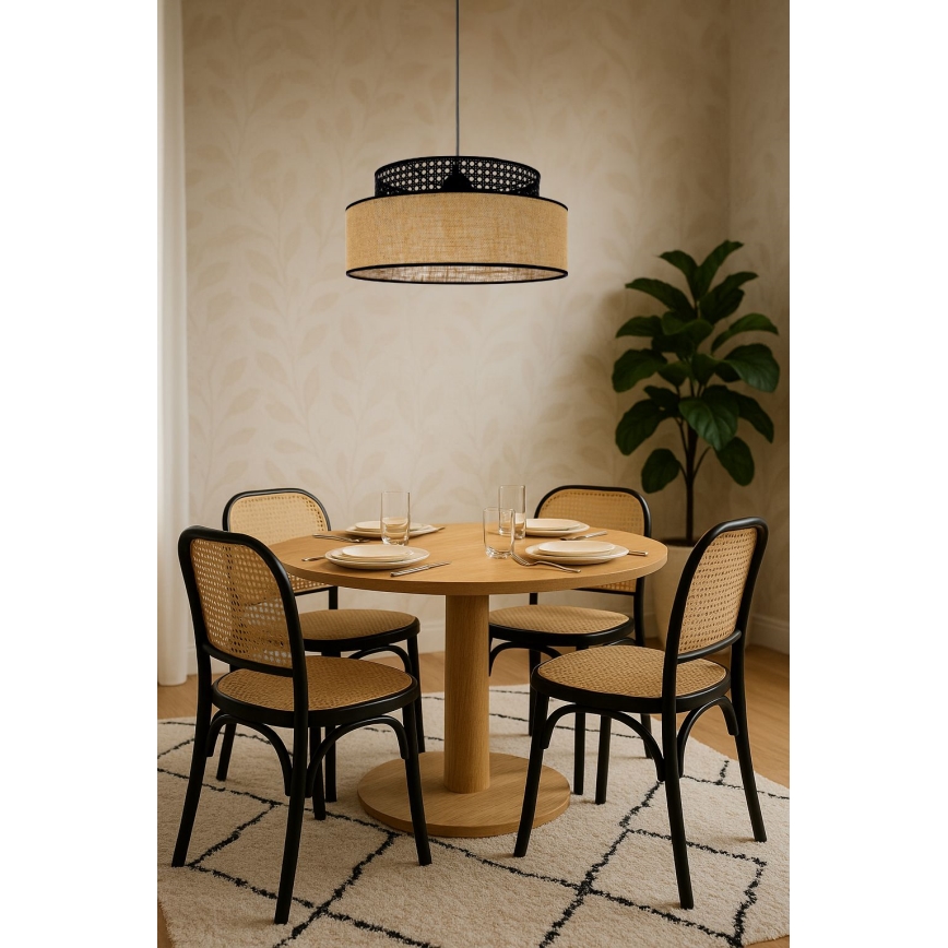 Lámpara colgante BOHO 1xE27/60W/230V diá. 40 cm negro/ratán