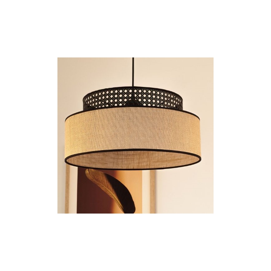 Lámpara colgante BOHO 1xE27/60W/230V diá. 40 cm negro/ratán