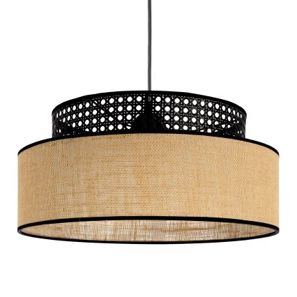 Lámpara colgante BOHO 1xE27/60W/230V diá. 40 cm negro/ratán