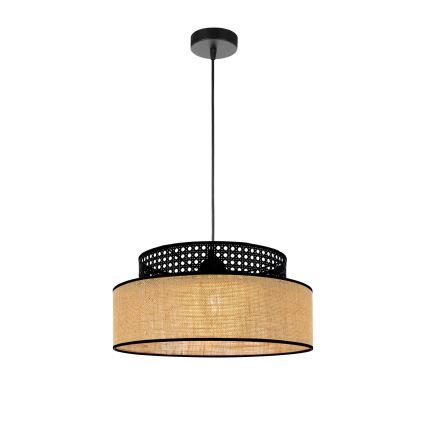 Lámpara colgante BOHO 1xE27/60W/230V diá. 40 cm negro/ratán