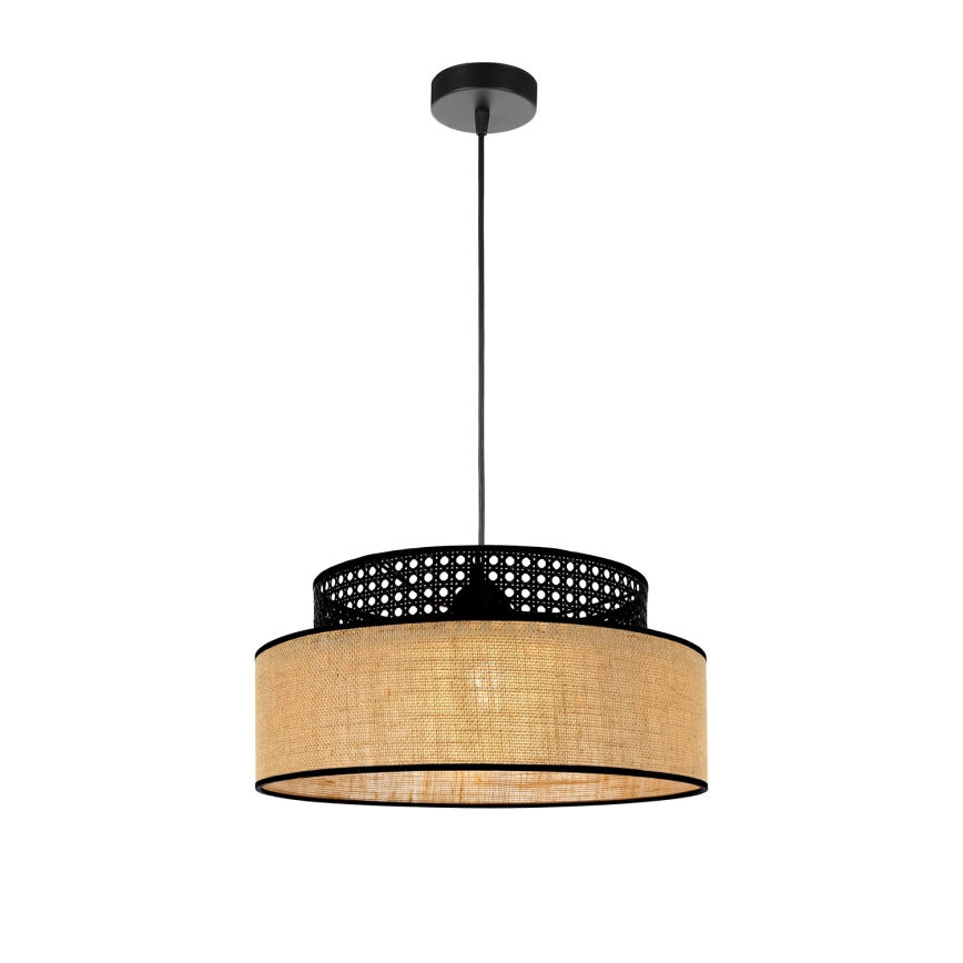 Lámpara colgante BOHO 1xE27/60W/230V diá. 40 cm negro/ratán