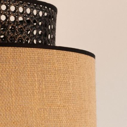Lámpara colgante BOHO 1xE27/60W/230V diá. 40 cm negro/ratán
