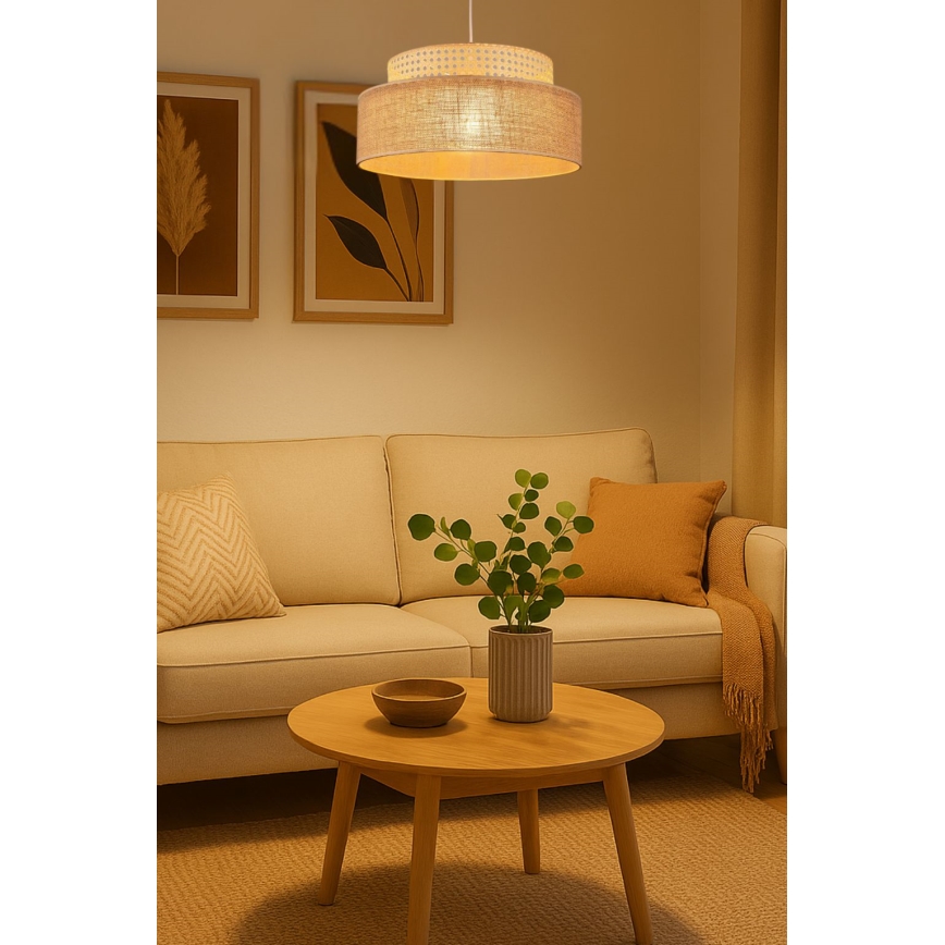 Lámpara colgante BOHO 1xE27/60W/230V diá. 40 cm ratán