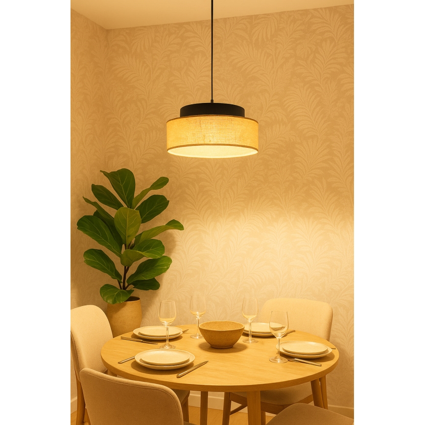 Lámpara colgante BOHO 1xE27/60W/230V negro/beige