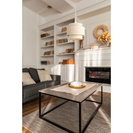 Lámpara colgante BOHO con cable 1xE27/60W/230V Ø 20 cm blanca