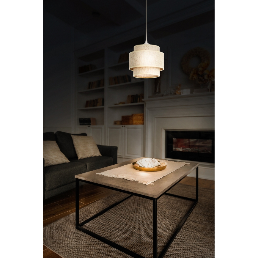 Lámpara colgante BOHO con cable 1xE27/60W/230V Ø 20 cm blanca