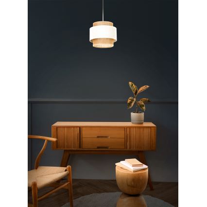 Lámpara colgante BOHO con cable 1xE27/60W/230V Ø 20 cm crema/juta