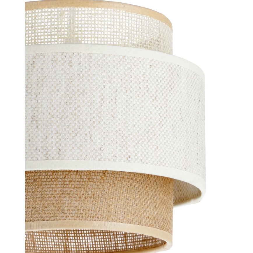 Lámpara colgante BOHO con cable 3xE27/60W/230V blanco/yute