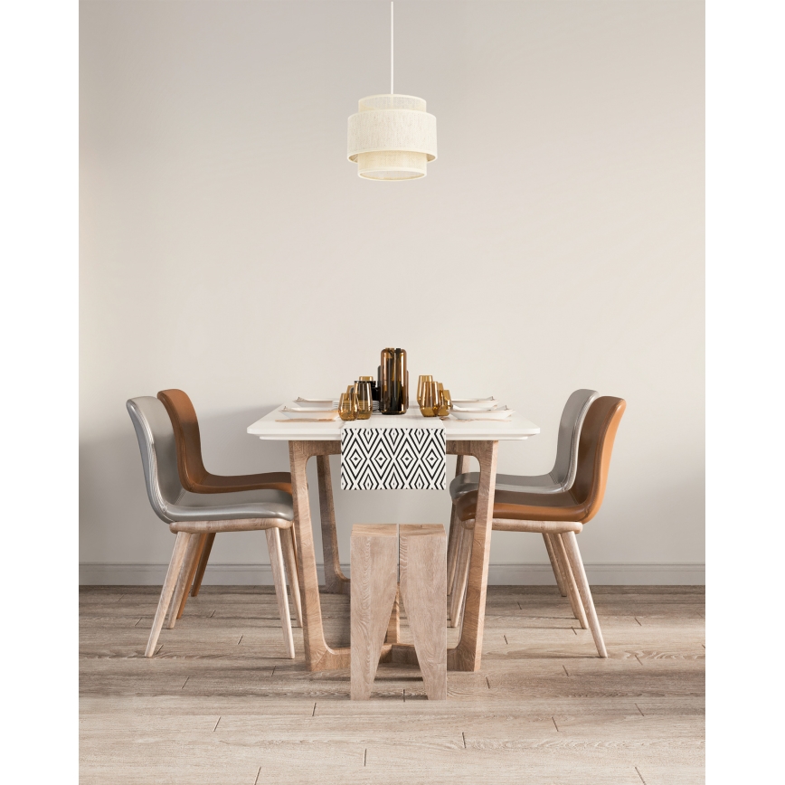 Lámpara colgante BOHO sobre cable, 1xE27/60W/230V, diámetro 20 cm, crema/yute