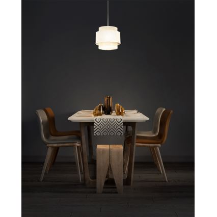 Lámpara colgante BOHO sobre cable, 1xE27/60W/230V, diámetro 20 cm, crema/yute