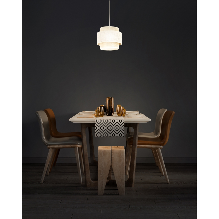 Lámpara colgante BOHO sobre cable, 1xE27/60W/230V, diámetro 20 cm, crema/yute