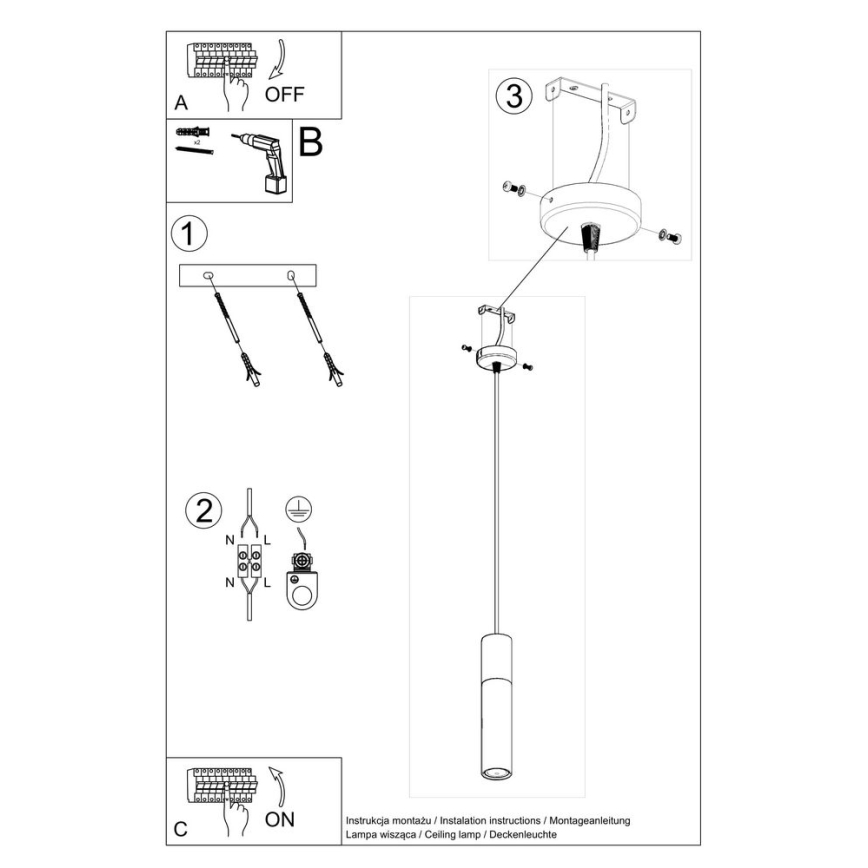 Lámpara colgante BORGIO 1xGU10/40W/230V