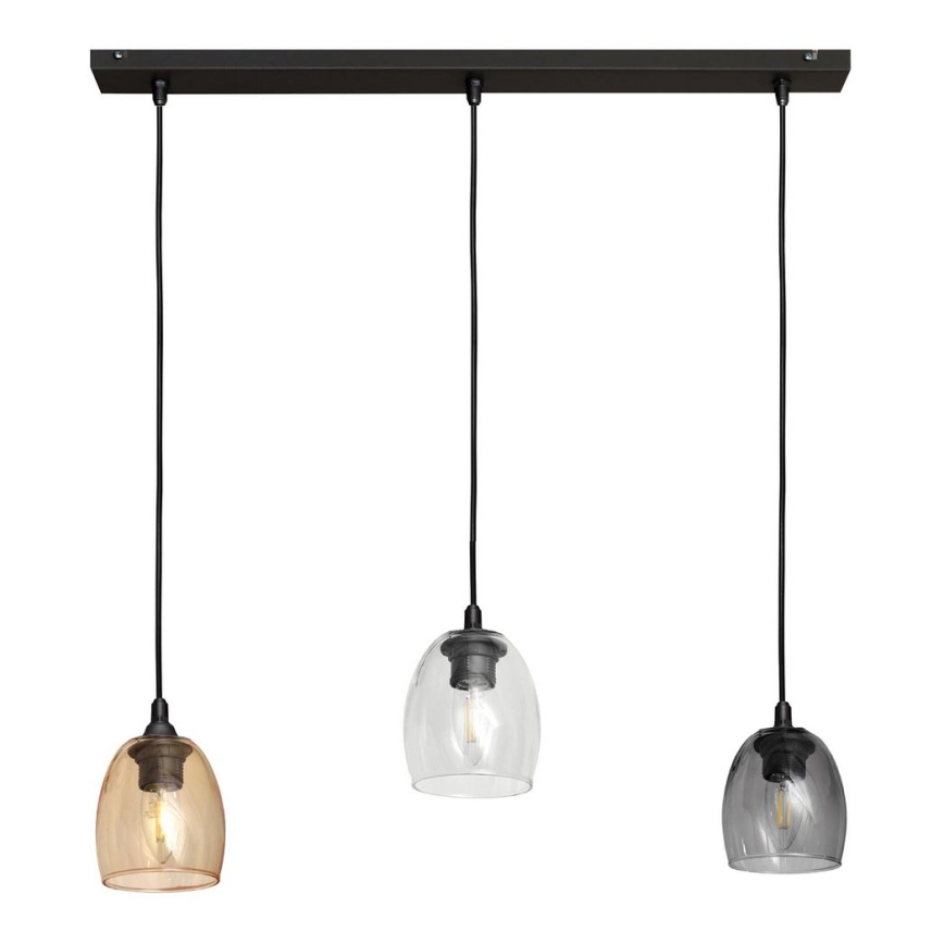 Lámpara colgante BRILLANT 3xE27/15W/230V beige/transparente/gris