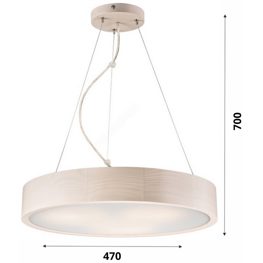 Lámpara colgante con cable 3xE27/60W/230V ? 47 cm pino