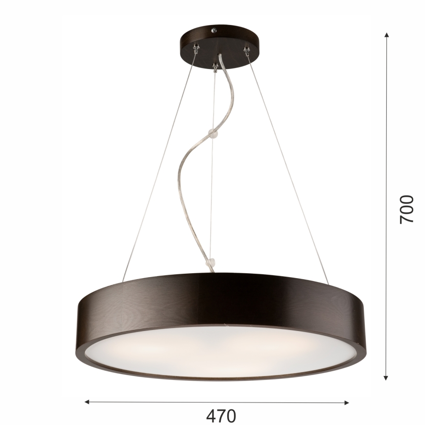 Lámpara colgante con cable 3xE27/60W/230V ? 47 cm pino