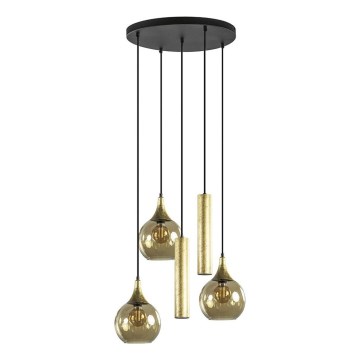 Lámpara colgante CALYPSO 2xGU10/60W/230V + 3xE27/60W negro/dorado