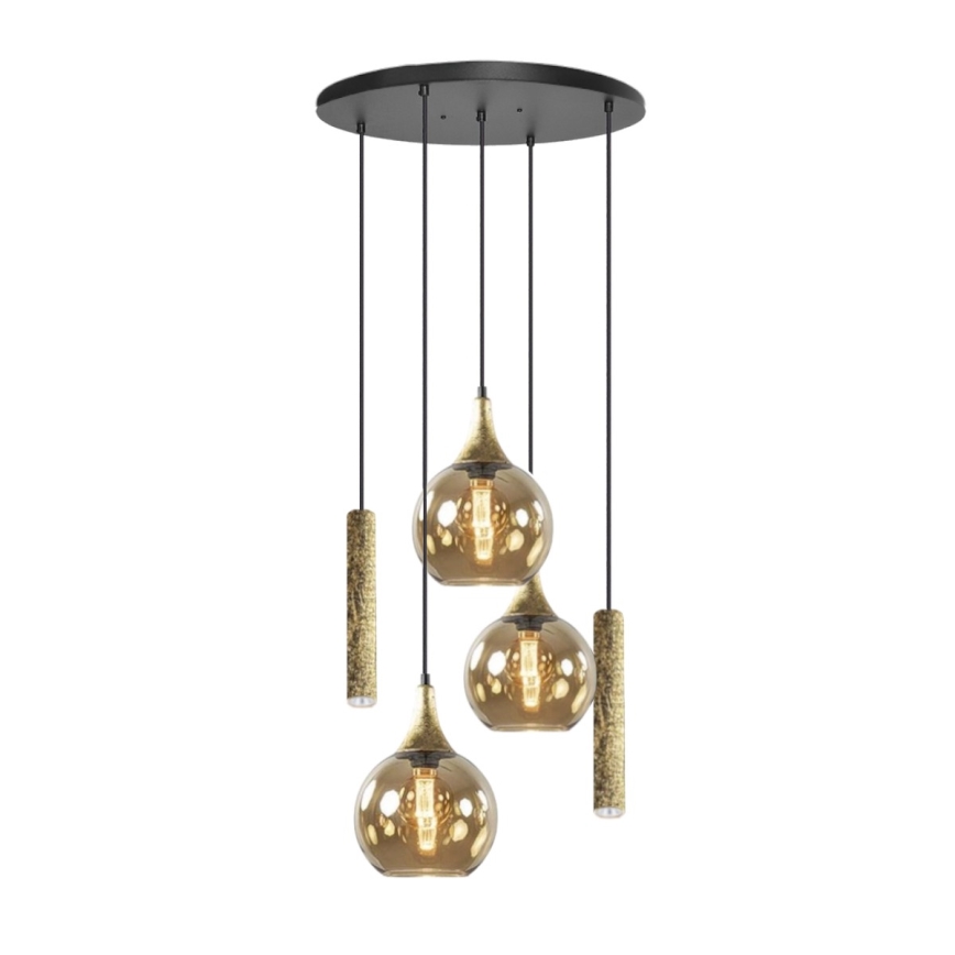 Lámpara colgante CALYPSO 2xGU10/60W/230V + 3xE27/60W negro/dorado