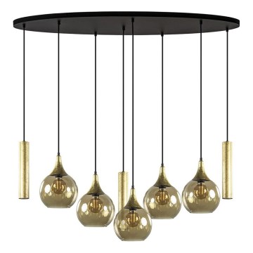 Lámpara colgante CALYPSO 3xGU10/60W/230V + 5xE27/60W negro/dorado