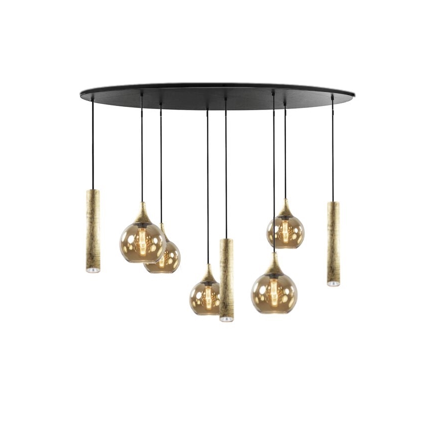 Lámpara colgante CALYPSO 3xGU10/60W/230V + 5xE27/60W negro/dorado