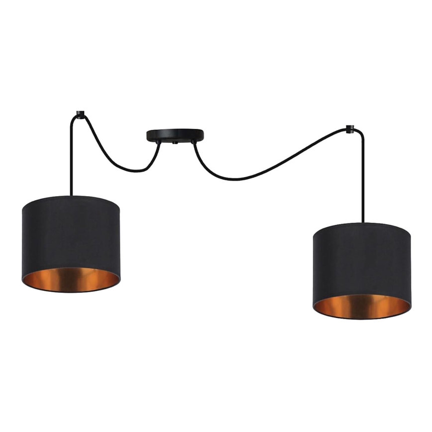 Lámpara colgante CANDIDA 2xE27/40W/230V araña negro/cobre