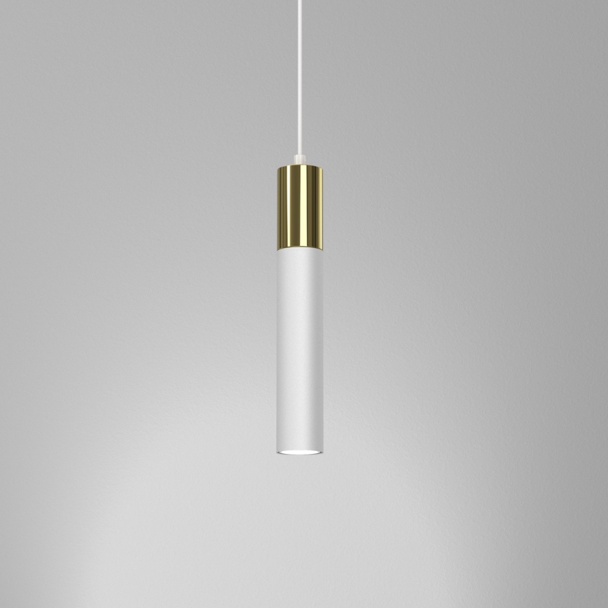 Lámpara colgante CASSA 1xGU10/8W/230V blanco/dorado