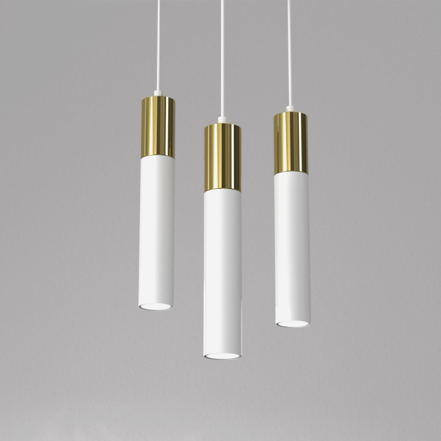 Lámpara colgante CASSA 3xGU10/8W/230V blanco/dorado