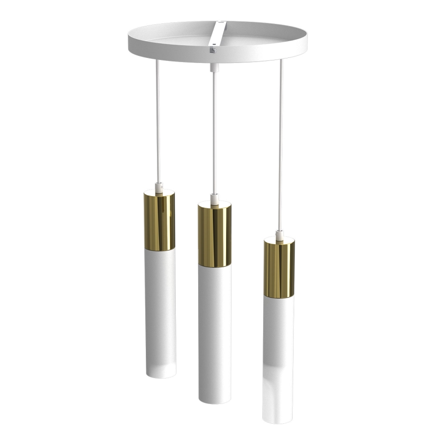 Lámpara colgante CASSA 3xGU10/8W/230V blanco/dorado