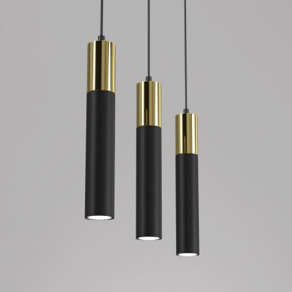 Lámpara colgante CASSA 3xGU10/8W/230V negro/dorado