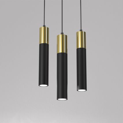 Lámpara colgante CASSA 3xGU10/8W/230V negro/dorado